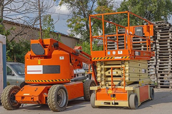 warehouse forklift in action during a busy workday in Billings